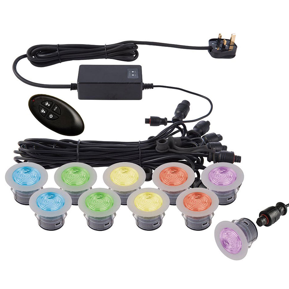 Stainless Rgb IkonPro RGB 10 Pack 45mm Outdoor LED Decking Kit - IP67 | 59138
